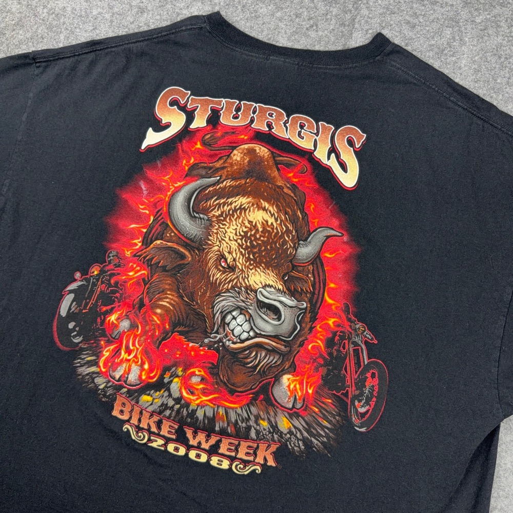 Sturgis Bike Week T Shirt Mens 3XL Black Delta Pro 2008 Angry Buffalo Biker Tee